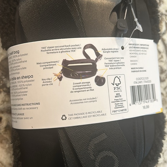 Lole Sherpa Belt Bag, Unisex - One Size, Black - Picture 4 of 5